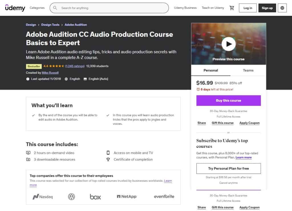 Adobe Audition CC Audio Production Course