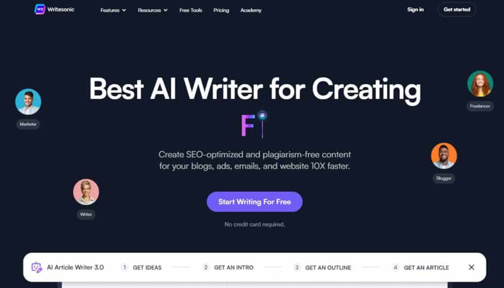 Writesonic AI writing