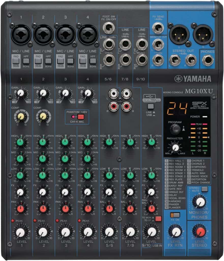 Best audio mixers for podcasting: Yamaha MG10XU