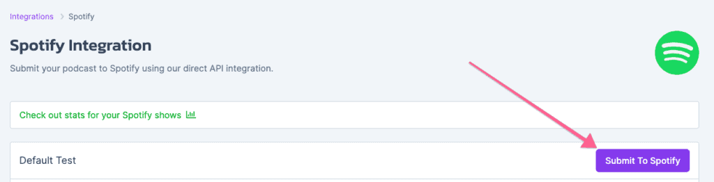 Submit to Spotify integration on Castos