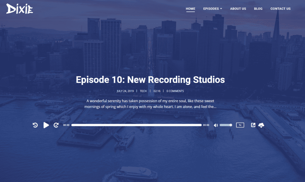 Podcast Website Templates: Dixie