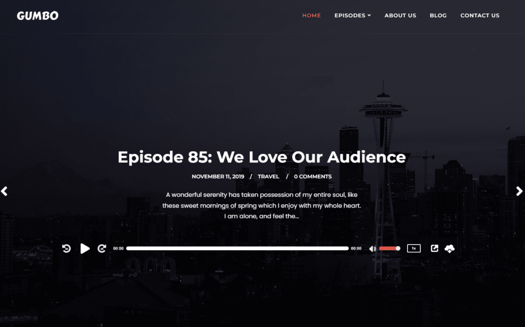 Podcast Website Templates: Gumbo