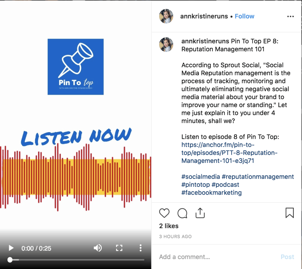 ann kristine runs podcast instagram post