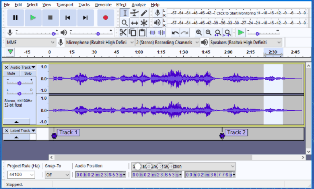 Audacity for podcast recordings