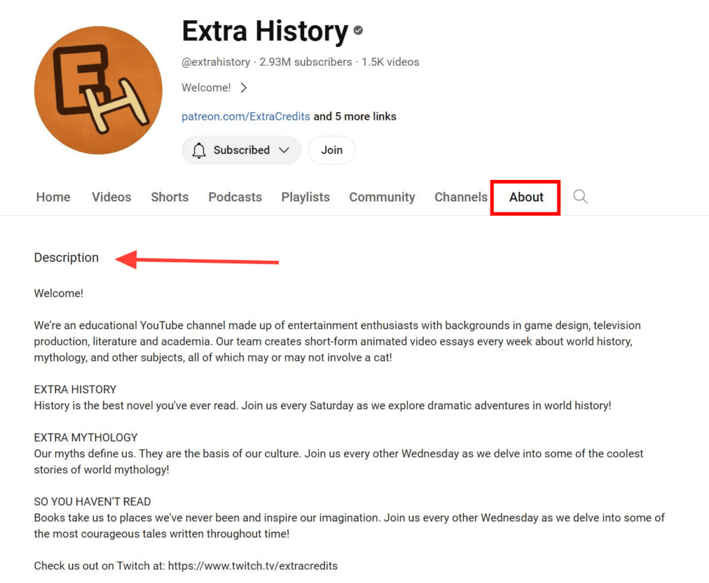 YouTube Channel Description